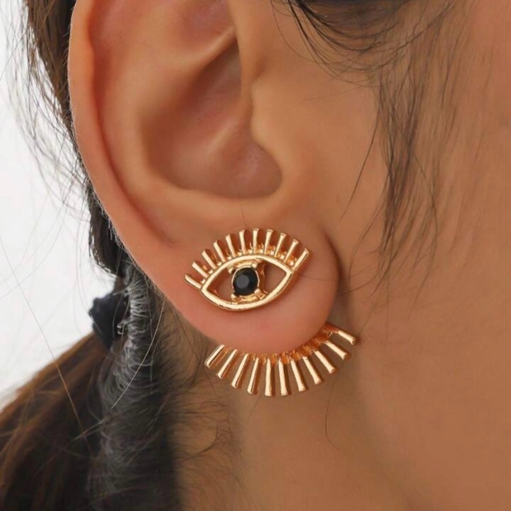 Gold Eye Design Earrings